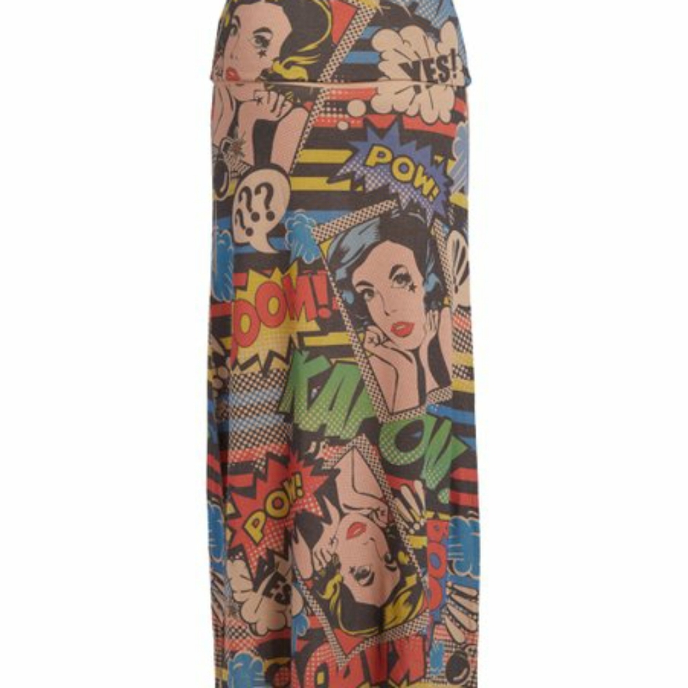 🚫SOLD🚫Casa Lee comic fold over maxi skirt - Picture 2 of 2